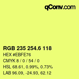 カラーコード: RGB 235 254.6 118 | qconv.com