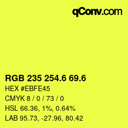 カラーコード: RGB 235 254.6 69.6 | qconv.com