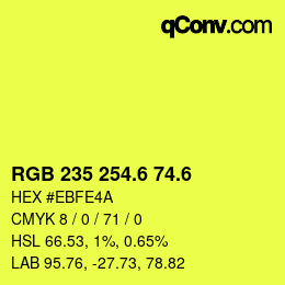 カラーコード: RGB 235 254.6 74.6 | qconv.com
