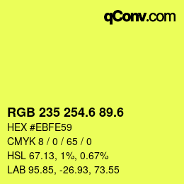 カラーコード: RGB 235 254.6 89.6 | qconv.com