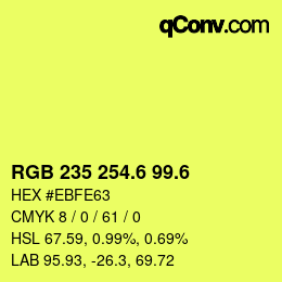 カラーコード: RGB 235 254.6 99.6 | qconv.com