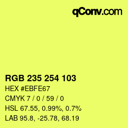 Color code: RGB 235 254 103 | qconv.com