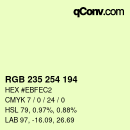 カラーコード: RGB 235 254 194 | qconv.com
