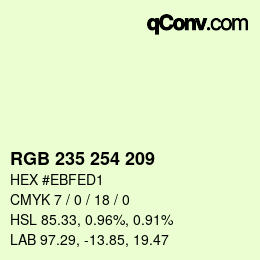 カラーコード: RGB 235 254 209 | qconv.com