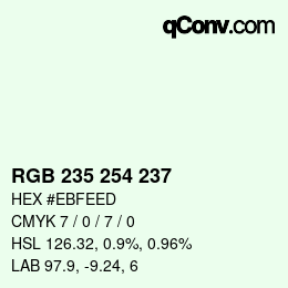 Color code: RGB 235 254 237 | qconv.com