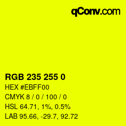 颜色代码: RGB 235 255 0 | qconv.com