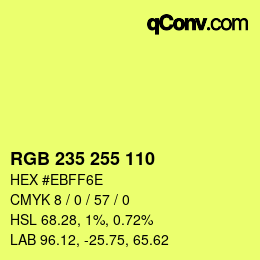 Color code: RGB 235 255 110 | qconv.com