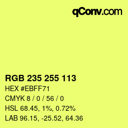 Color code: RGB 235 255 113 | qconv.com