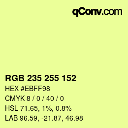 Color code: RGB 235 255 152 | qconv.com
