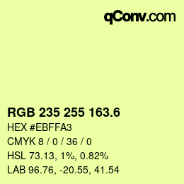 カラーコード: RGB 235 255 163.6 | qconv.com