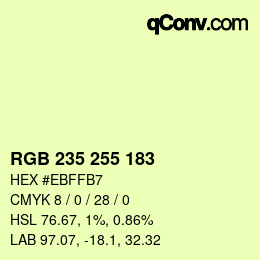 Color code: RGB 235 255 183 | qconv.com