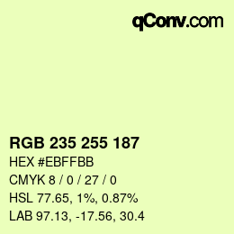 Color code: RGB 235 255 187 | qconv.com