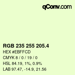カラーコード: RGB 235 255 205.4 | qconv.com
