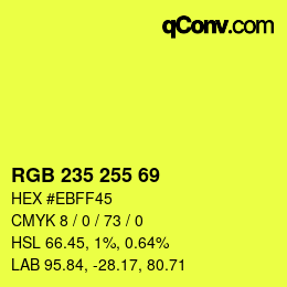 Color code: RGB 235 255 69 | qconv.com