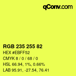 Color code: RGB 235 255 82 | qconv.com
