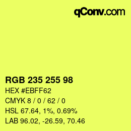 Color code: RGB 235 255 98 | qconv.com