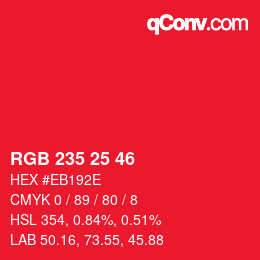 Código de color: RGB 235 25 46 | qconv.com