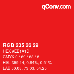 Color code: RGB 235 26 29 | qconv.com