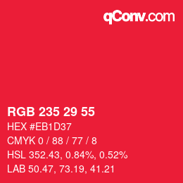 カラーコード: RGB 235 29 55 | qconv.com