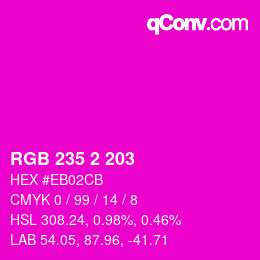 カラーコード: RGB 235 2 203 | qconv.com
