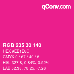 Color code: RGB 235 30 140 | qconv.com