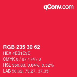 Color code: RGB 235 30 62 | qconv.com