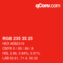 Código de color: RGB 235 35 25 | qconv.com