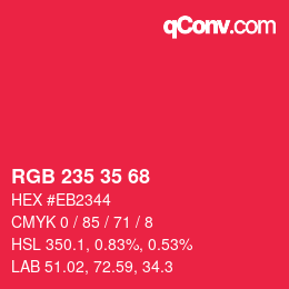 Color code: RGB 235 35 68 | qconv.com