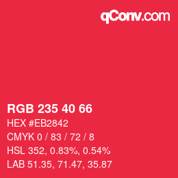 Code couleur: RGB 235 40 66 | qconv.com