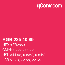 Color code: RGB 235 40 89 | qconv.com