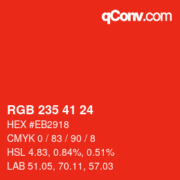 カラーコード: RGB 235 41 24 | qconv.com