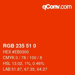 Farbcode: RGB 235 51 0 | qconv.com