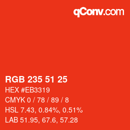 Farbcode: RGB 235 51 25 | qconv.com