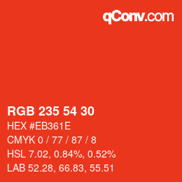 Color code: RGB 235 54 30 | qconv.com