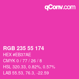 Color code: RGB 235 55 174 | qconv.com