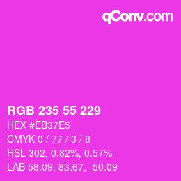 カラーコード: RGB 235 55 229 | qconv.com