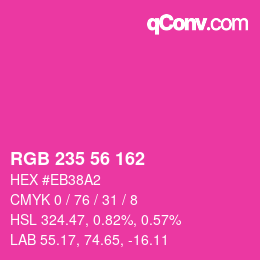 Color code: RGB 235 56 162 | qconv.com