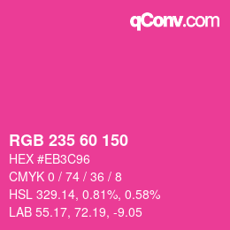 Color code: RGB 235 60 150 | qconv.com