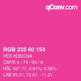 颜色代码: RGB 235 60 154 | qconv.com