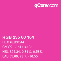 カラーコード: RGB 235 60 164 | qconv.com