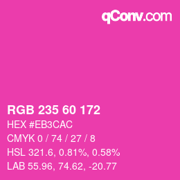 Color code: RGB 235 60 172 | qconv.com