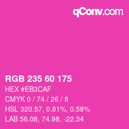 Color code: RGB 235 60 175 | qconv.com