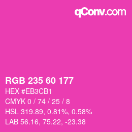 カラーコード: RGB 235 60 177 | qconv.com