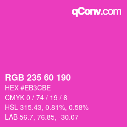 カラーコード: RGB 235 60 190 | qconv.com