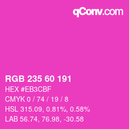 Color code: RGB 235 60 191 | qconv.com