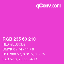 カラーコード: RGB 235 60 210 | qconv.com