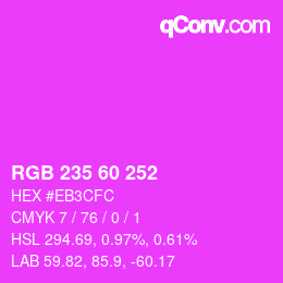 颜色代码: RGB 235 60 252 | qconv.com