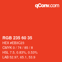 カラーコード: RGB 235 60 35 | qconv.com