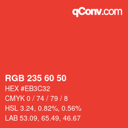 Color code: RGB 235 60 50 | qconv.com