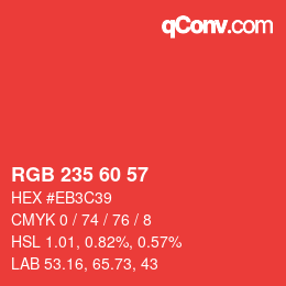 颜色代码: RGB 235 60 57 | qconv.com